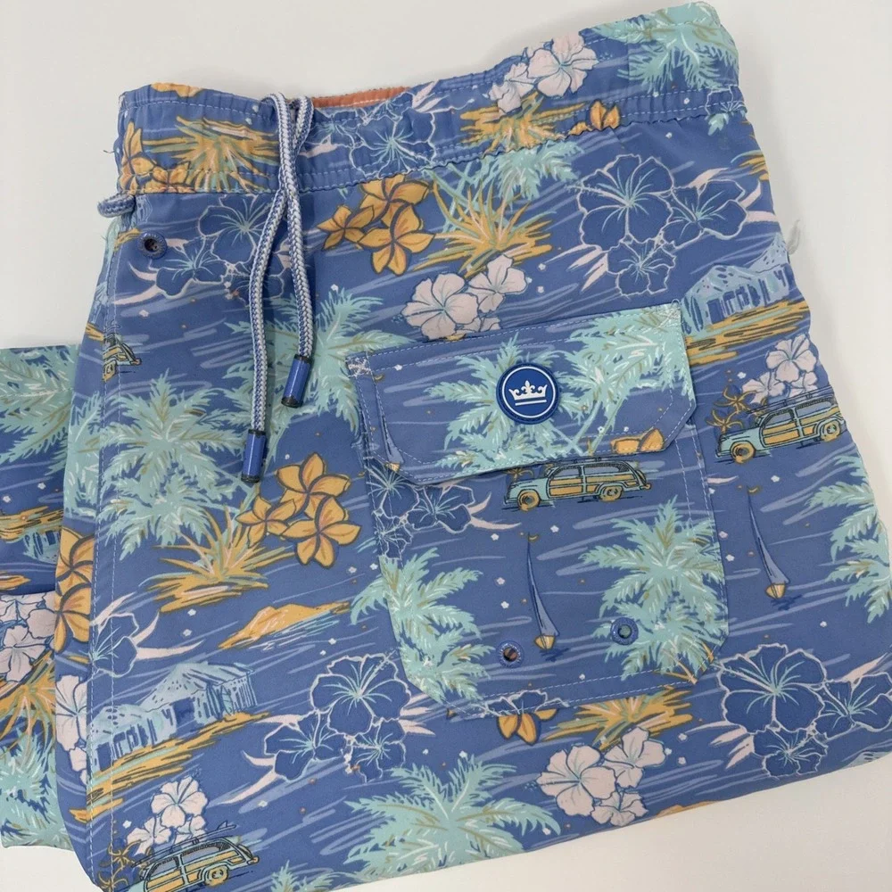 Peter Millar Lined Swim‎ Trunks AOP Men's Size 40 Large